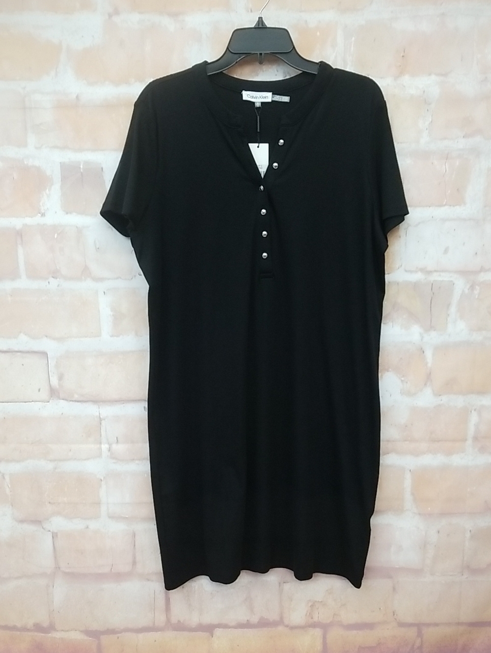 Calvin Klein Black Button-Front Tee Dress